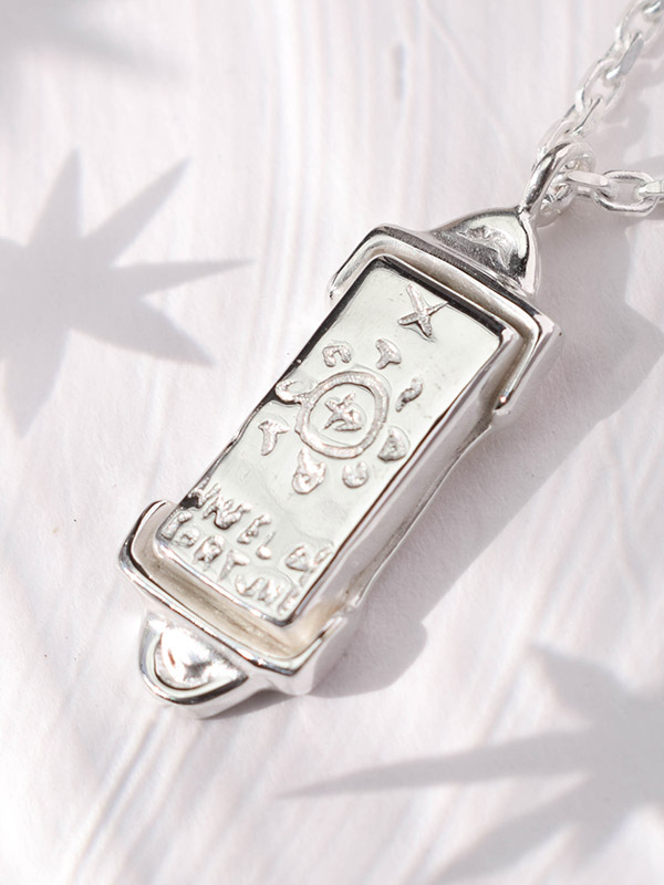 Wheel of fortune tarot card necklace