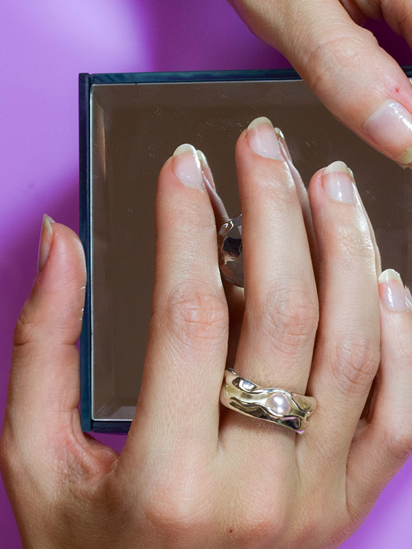 Pink pearl ring