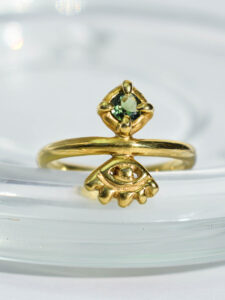 Green sapphire gold tone ring