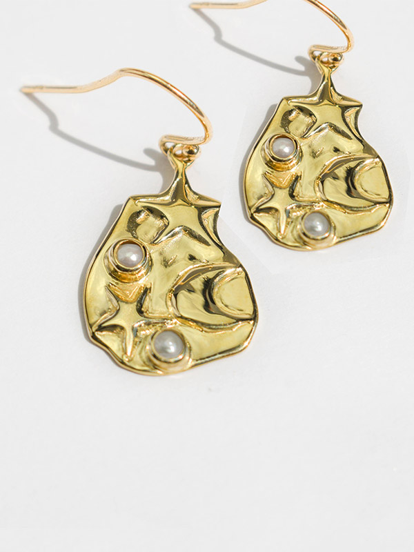 Star and moon dangle earrings