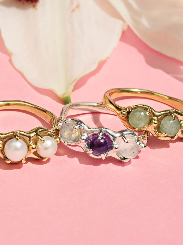 Dainty ring with three gemstones