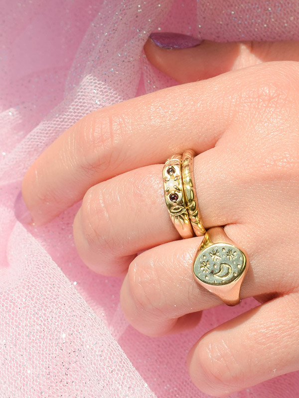 Moon and stars ring