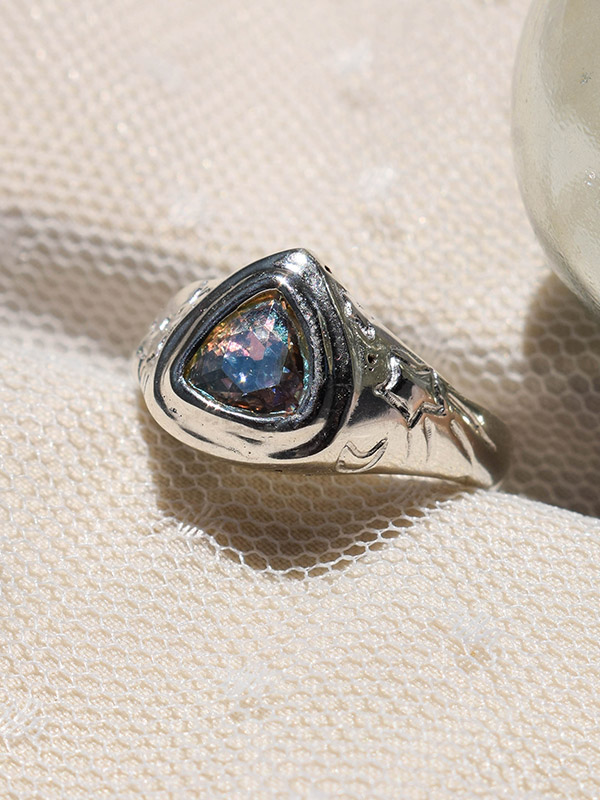 Celestial sterling silver ring with sparkling stone