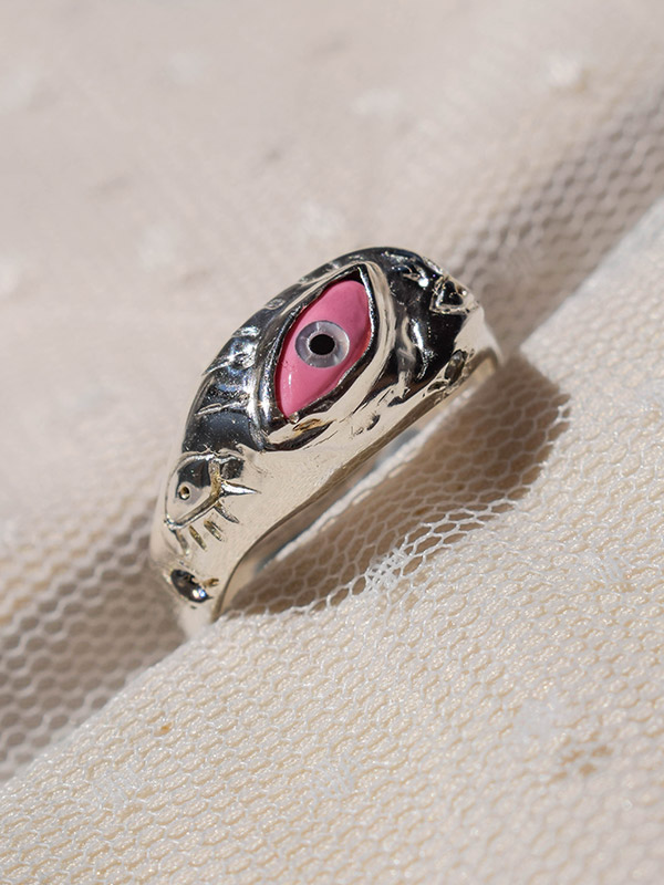 Quirky eyes silver tone ring