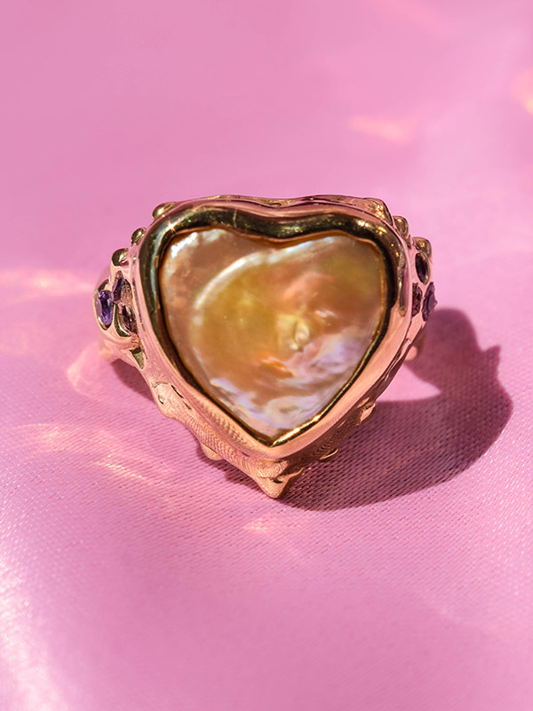 Mother of pearl heart ring