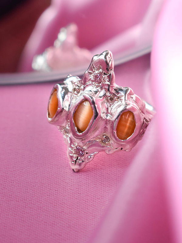 Sterling silver ring with gemstones