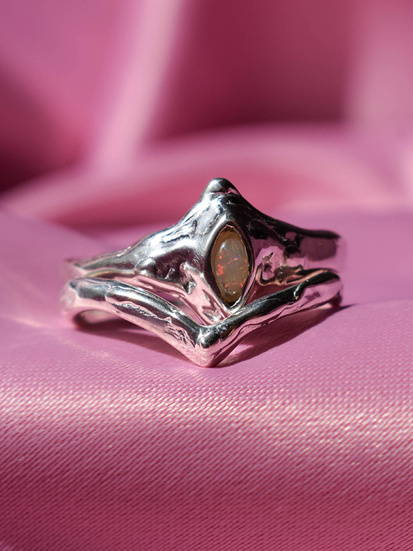 Opal ring set in sterling silver